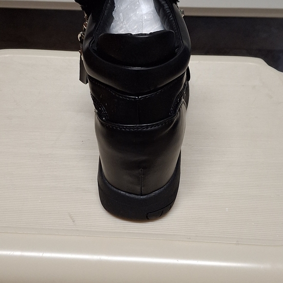 New Women's  Stylish Wedge Fashion Sneaker W/mesh/zipper Accent-blk - Picture 4 of 6